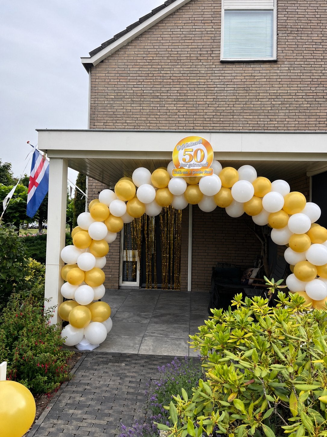Ballonnenboog Jubileumboog incl. Pomp - 25/50 jaar feest, Ophalen of Verzenden, Zo goed als nieuw, Versiering, Verjaardag