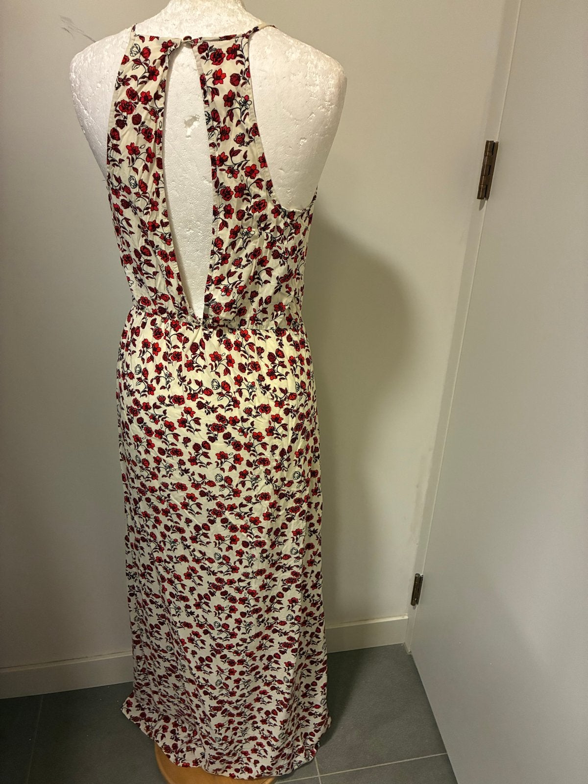 Maxi jurk S bloemenprint viscose met lange split, Meerkleurig, Ophalen of Verzenden, Maat 36 (S), Gedragen