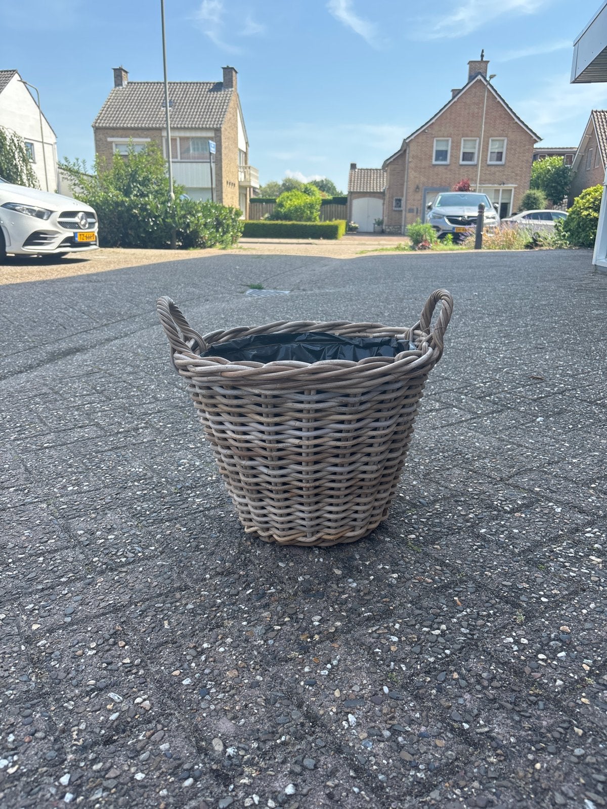 Gevlochten mand met handvatten, Ophalen, Overige materialen, Gebruikt, 40 cm of meer