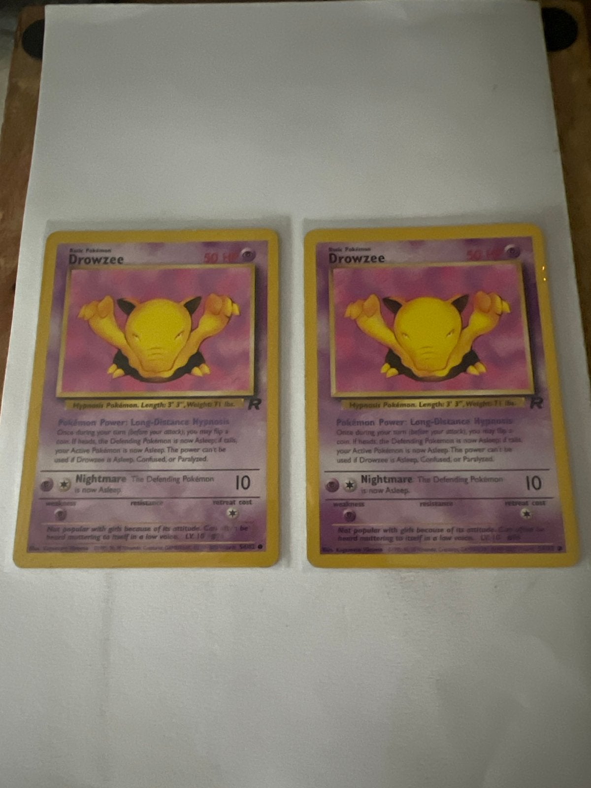 2x Drowzee Pokémon kaart (54/82) team rocket, Ophalen of Verzenden, Gebruikt, Meerdere kaarten