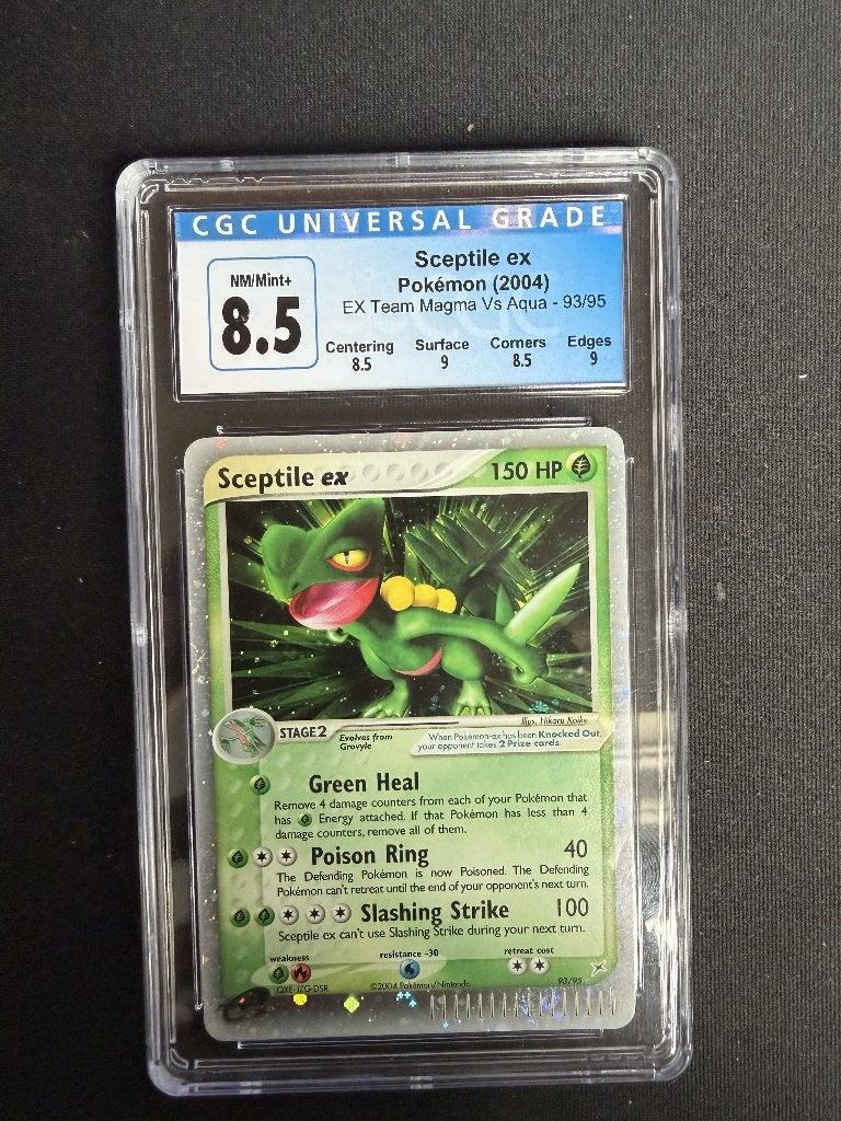 Pokemon 2004 Sceptile Ex #93 CGC Blue Label 8.5, Ophalen of Verzenden, Zo goed als nieuw, Losse kaart, Foil