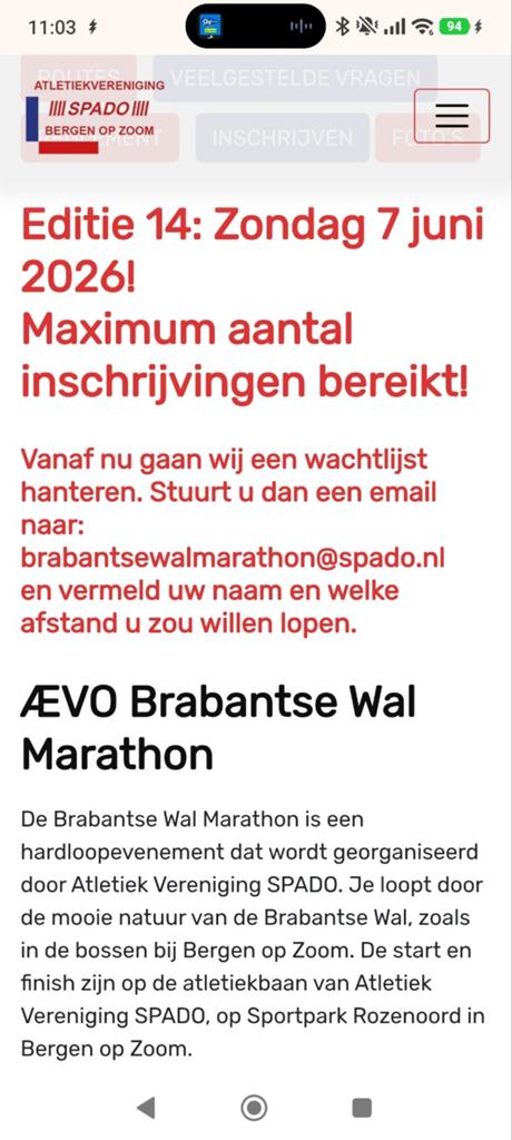 Startbewijs Brabantse Wal Marathon, Eén persoon
