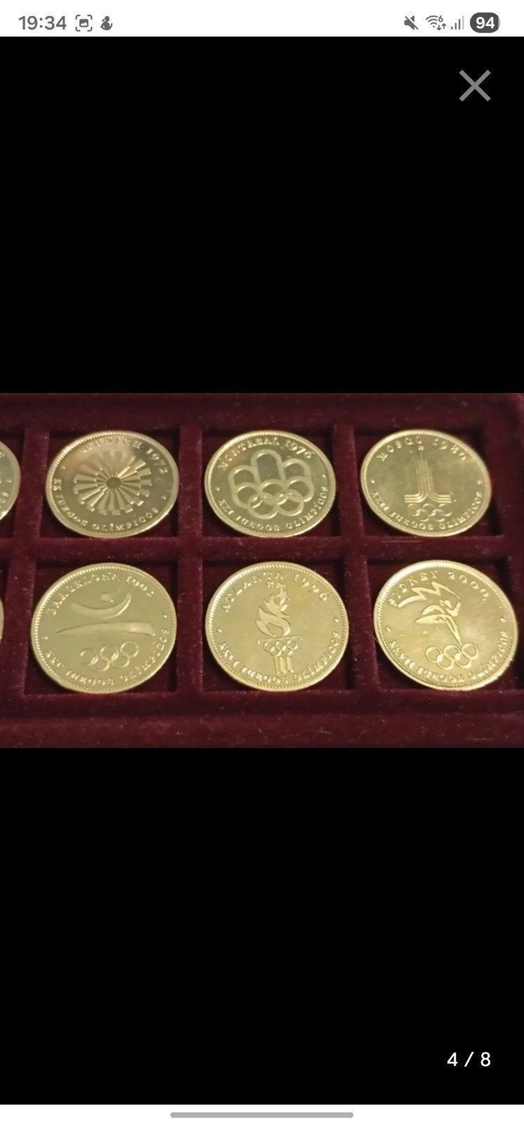 Complete collectie 10 Olympic Spelen 22K goudvergulde munten, Ophalen of Verzenden, Overige typen