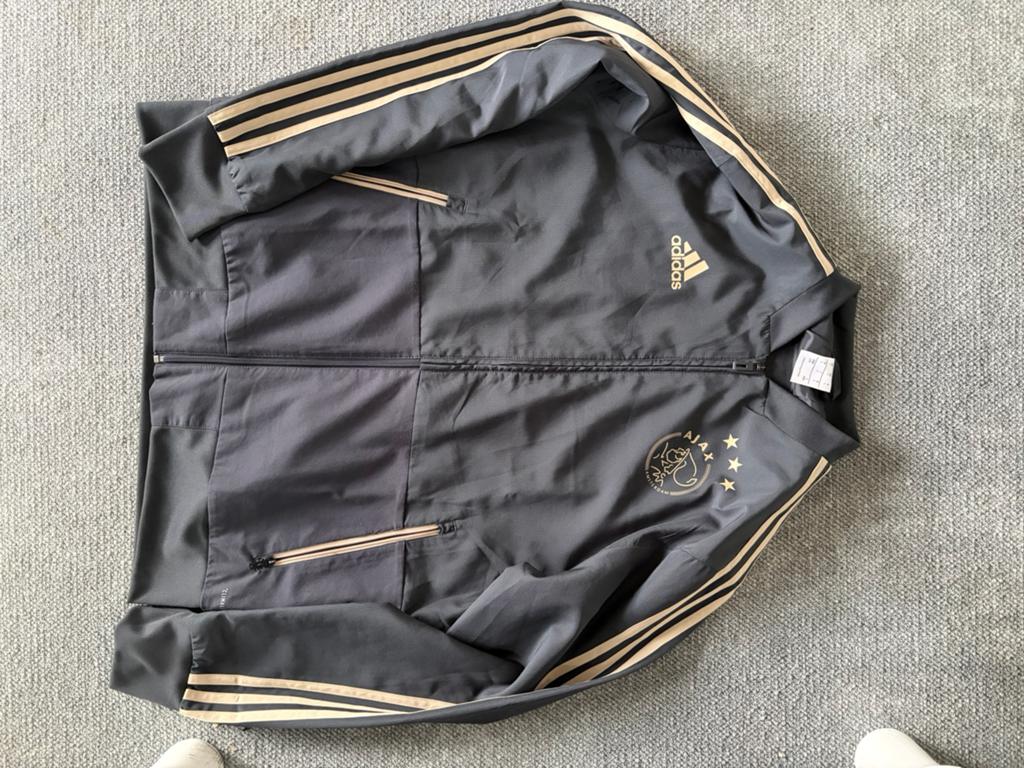 Adidas Ajax trainingsjack grijs/goud, maat M, Maat 48/50 (M), Ophalen of Verzenden, Zo goed als nieuw, Voetbal