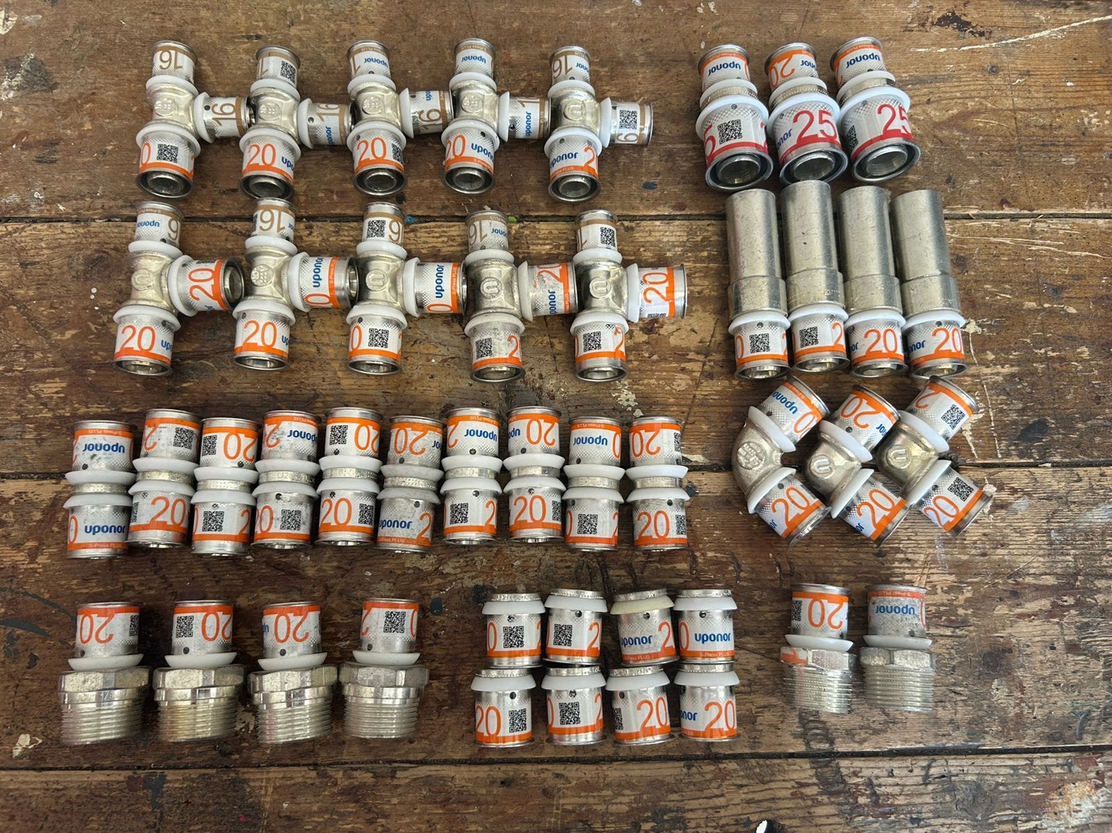 Partij Uponor 20 S-press 44 koppelingen, Ophalen, Zo goed als nieuw, Koper of Messing