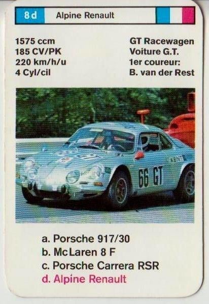 Kw469 autokaartje 8d alpine renault, Ophalen of Verzenden, Zo goed als nieuw, Auto's