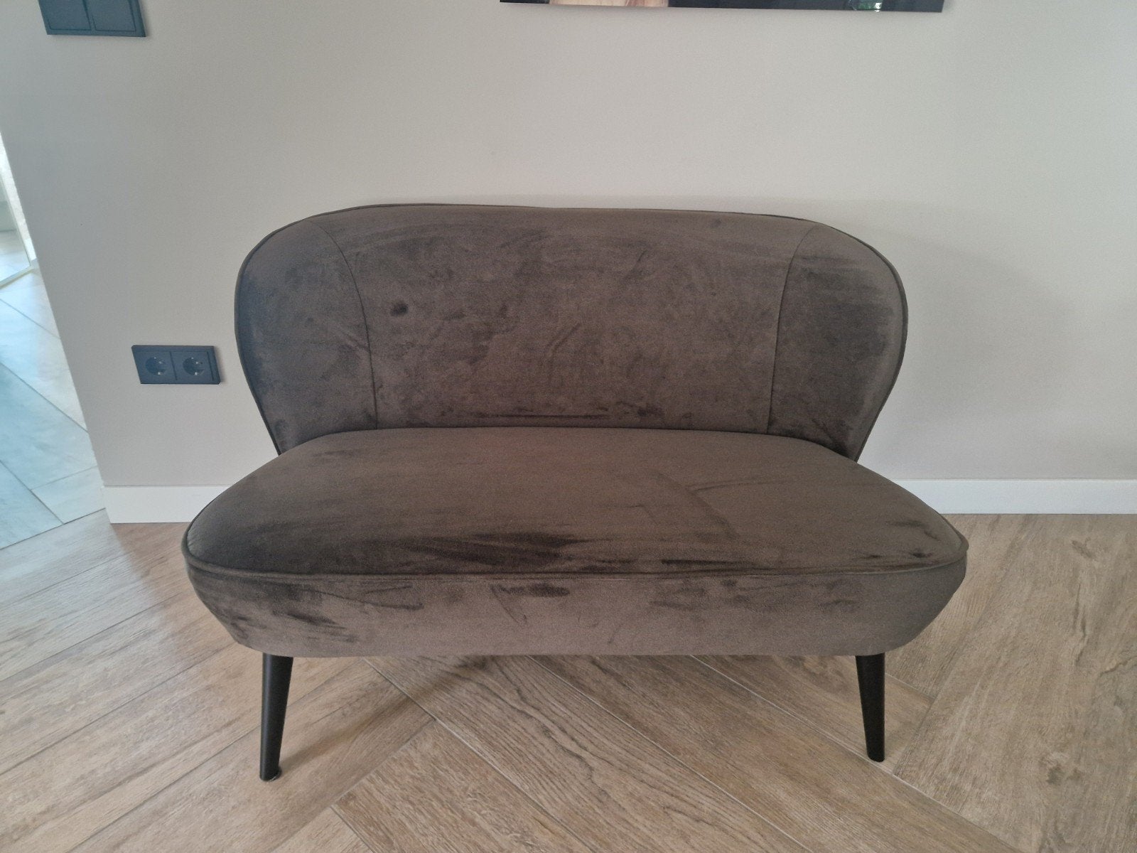 Woood bankje, velvet warm groen, Huis en Inrichting, Banken | Sofa's en Chaises Longues, Overige materialen, Tweepersoons, 75 tot 100 cm