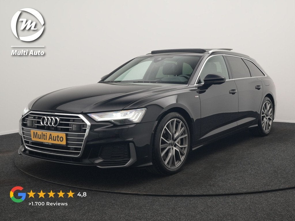 Audi A6 Avant 50 TFSI e Quattro 2x S Line PHEV 300pk Dealer, Automaat, 77 km/l, Gebruikt, Zwart