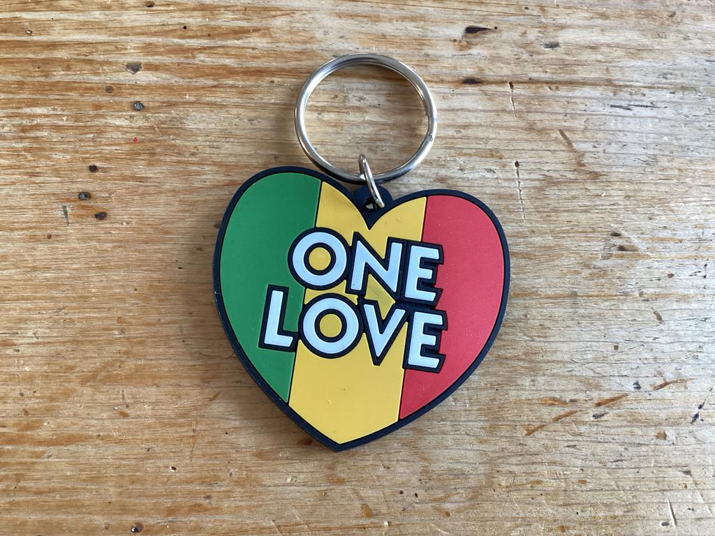 Sleutelhanger One Love hart Bob Marley, Verzamelen, Sleutelhangers, Verzenden, Gebruikt, Overige typen