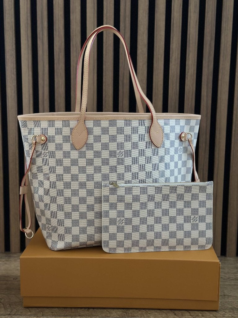 Lous Vuitton Neverfull Damier Azur - Originele, Ophalen of Verzenden, Zo goed als nieuw, Beige, Schoudertasje
