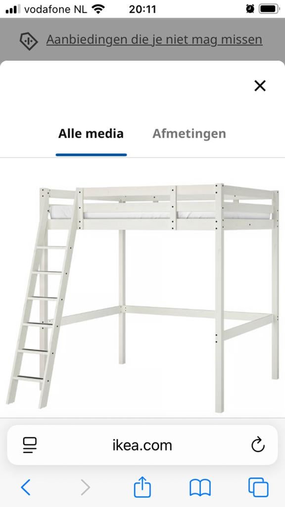 Ikea stora hoogslaper (ingekort), Huis en Inrichting, Slaapkamer | Stapelbedden en Hoogslapers, Ophalen, Gebruikt, Hoogslaper