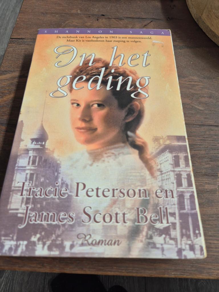 On het geding - Shannon Saga Roman, Boeken, Ophalen of Verzenden, Gelezen, Tracie Peterson en James Scott Bell, Amerika