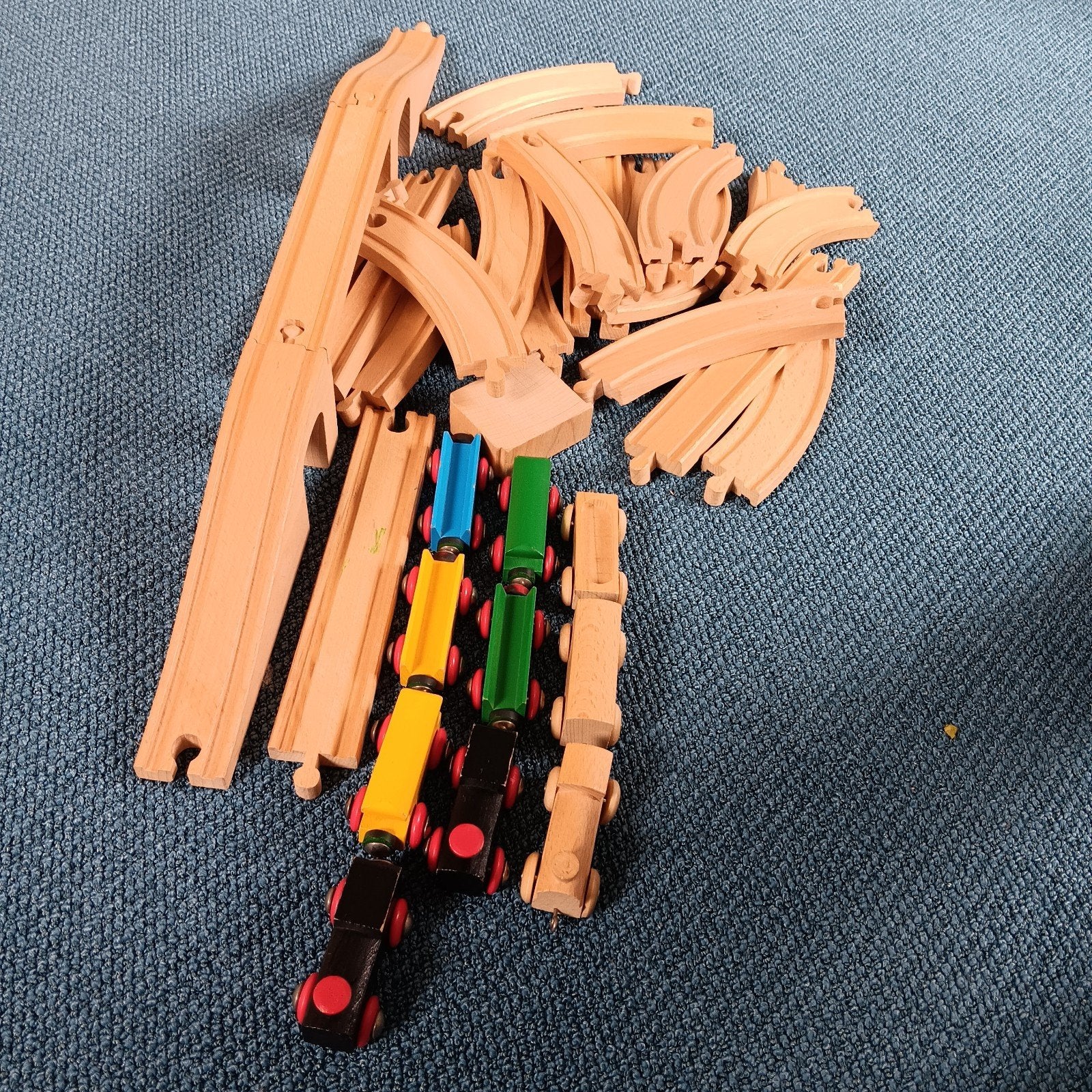 Houten Treinset met Rails en Treintjes, Ophalen of Verzenden, Zo goed als nieuw