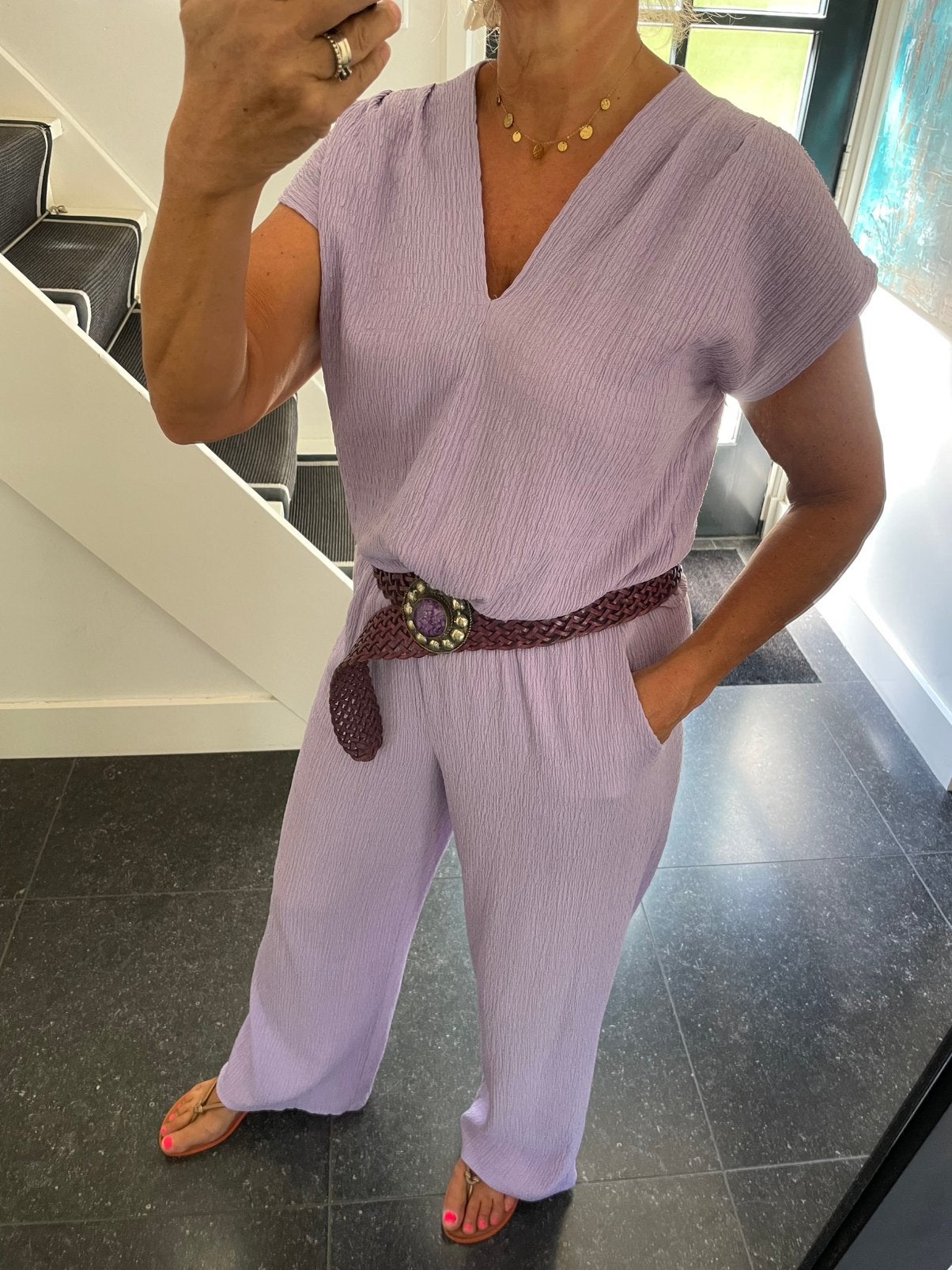 Ambika, super leuke 2-delige lila set, one size, Maat 38/40 (M), Kostuum of Pak, Paars, Nieuw