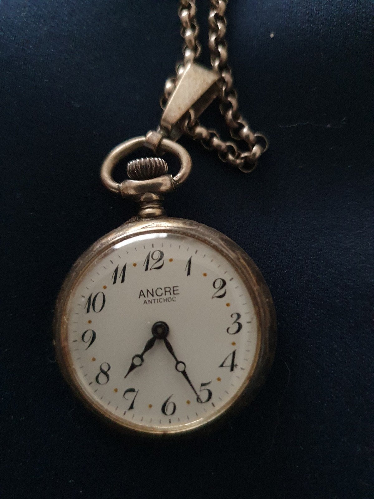 Antiek Ancre Antichoc zilveren Zakhorloge met Ketting, Sieraden, Tassen en Uiterlijk, Zakhorloge, 1930 tot 1960, Met ketting, Zilver