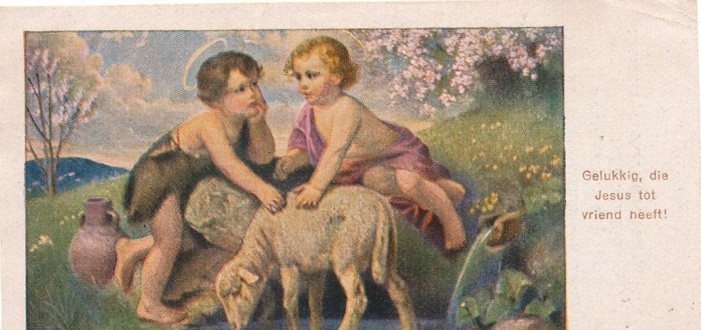 Mooi devotieprentje Jezus en St Janneke uit 1936, Ophalen of Verzenden, Zo goed als nieuw, Kaart of Prent, Christendom | Katholiek