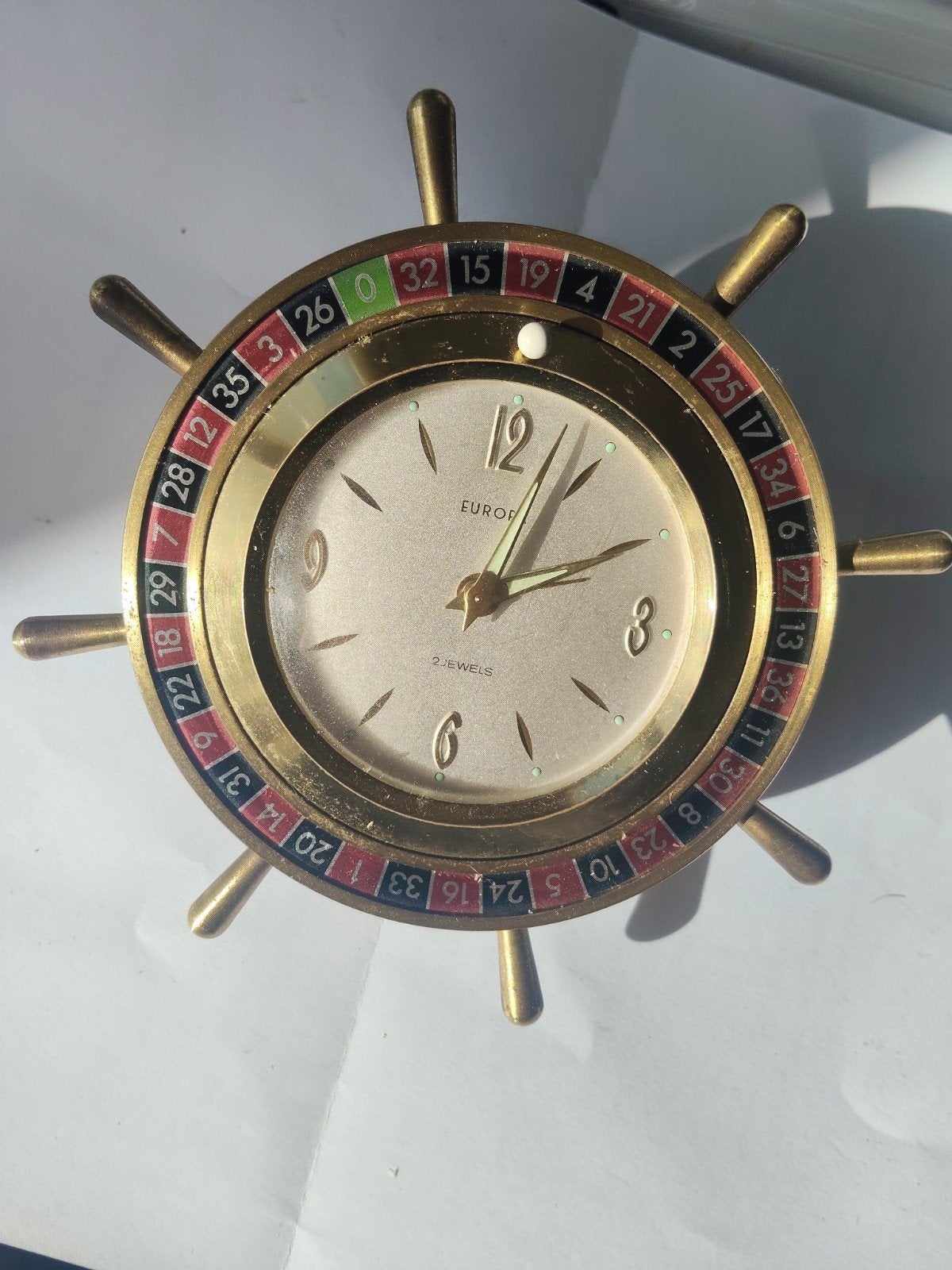 Prachtige Vintage Europa Roulette Tafelklok / Wekker – Messi, Ophalen, Gebruikt