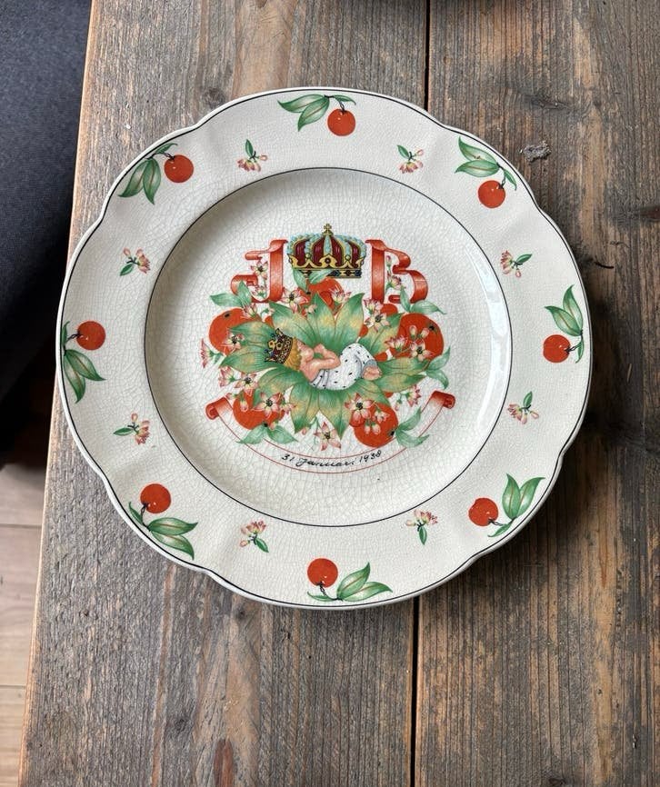 Geboortebord Beatrix 1938 - Koninklijk Servies, Ophalen of Verzenden, Gebruikt, Nederland, Servies