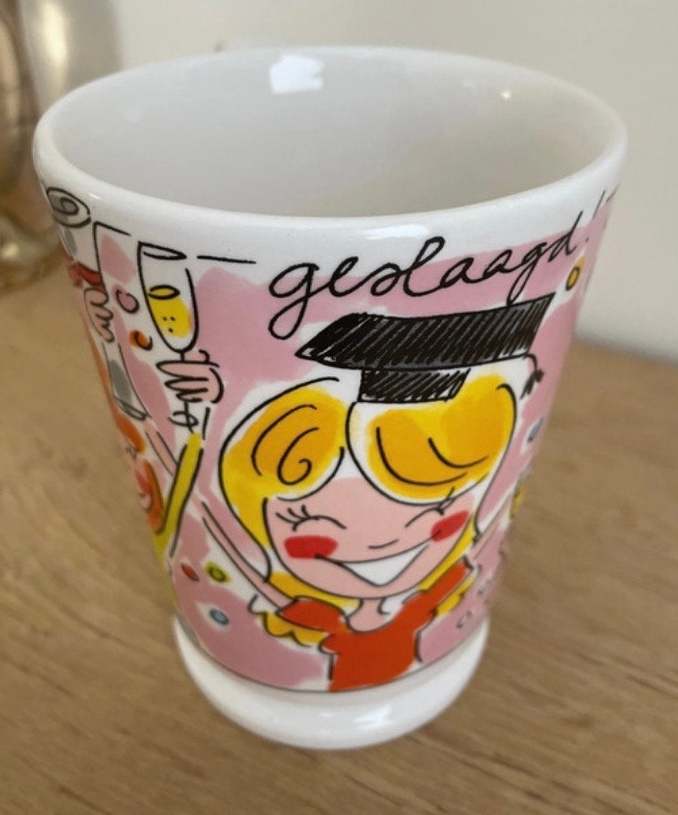 Blond Amsterdam Mok 'Geslaagd' - Feestelijke Beker, Blond Amsterdam, Ophalen of Verzenden, Zo goed als nieuw, Steen/keramiek