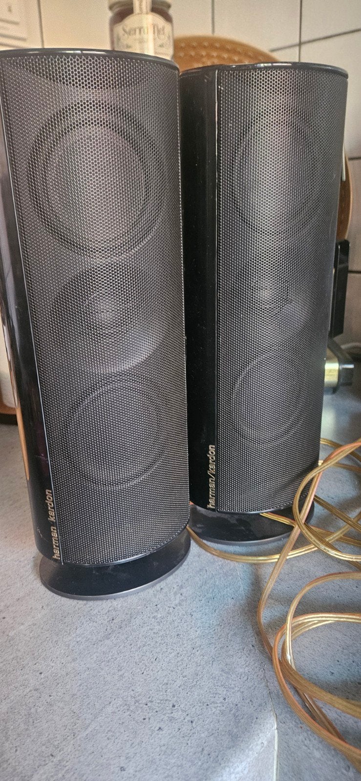 Harman Kardon SAT-TS60 Speakers Zwart, Audio, Tv en Foto, Luidsprekers, Stereo speakers, Gebruikt, Inclusief kabels, Verzenden