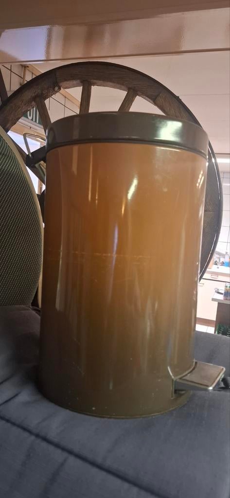 Vintage Pedaalemmer - Bruin Metaal Brabantia, Gebruikt, Met pedaal, 50 tot 75 cm, Ophalen of Verzenden