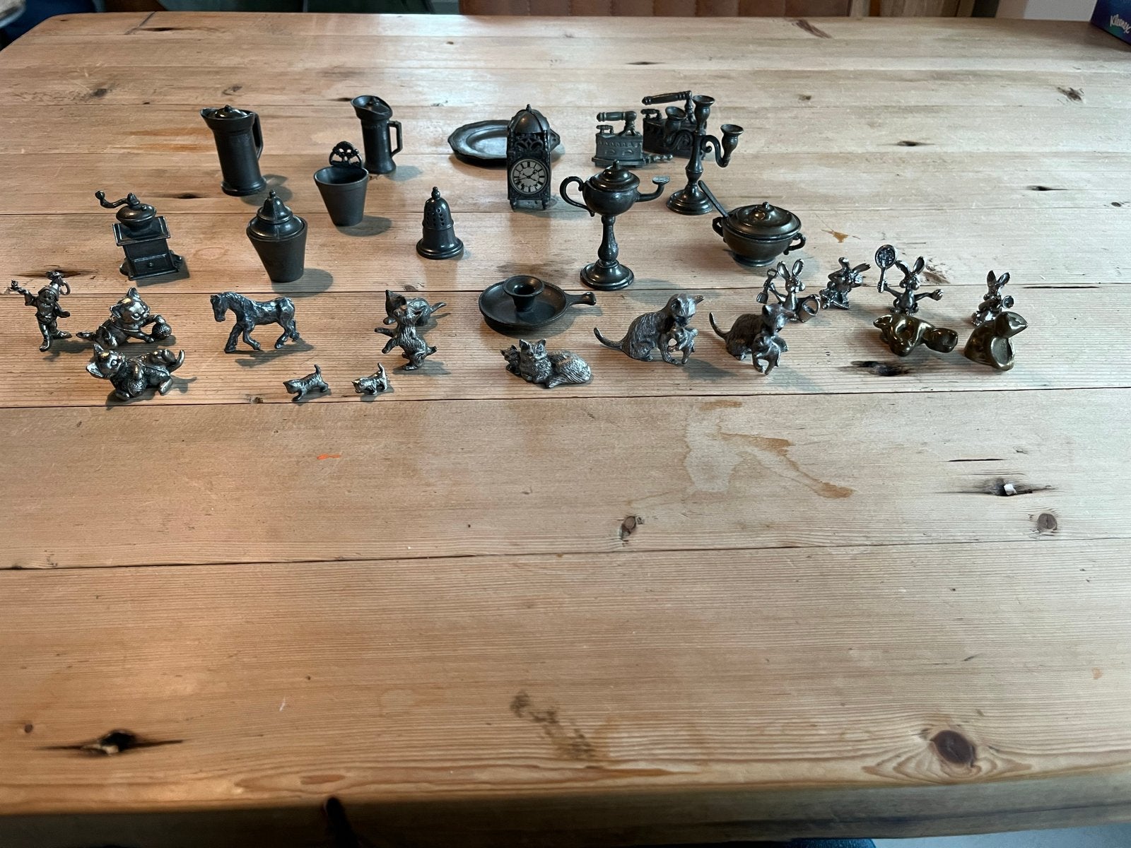31 Tinnen en Bronzen Miniaturen Collectie, Ophalen of Verzenden