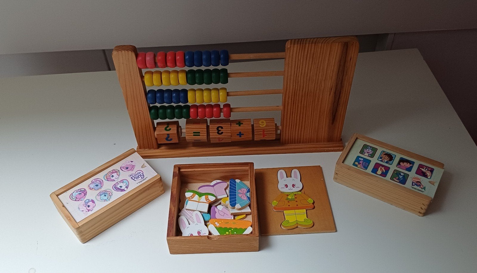 Houten speelgoed set: telraam, puzzels en meer, Ophalen, Gebruikt, Overige typen