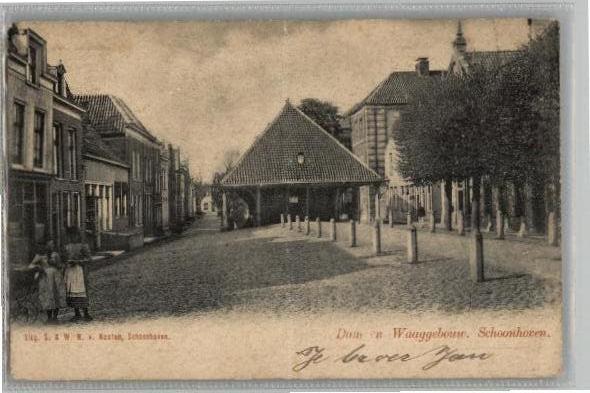 Schoonhoven Dam+Waaggebouw S&W N.van Nooten st1902 zie info, Verzamelen, Ansichtkaarten | Nederland, Verzenden, Voor 1920, Gelopen