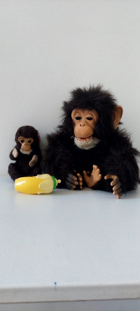 Vintage 2005  Aap FurReal Friends Cuddle Chimp & Newborn, Eu, Overige merken, Met geluid, Overige typen