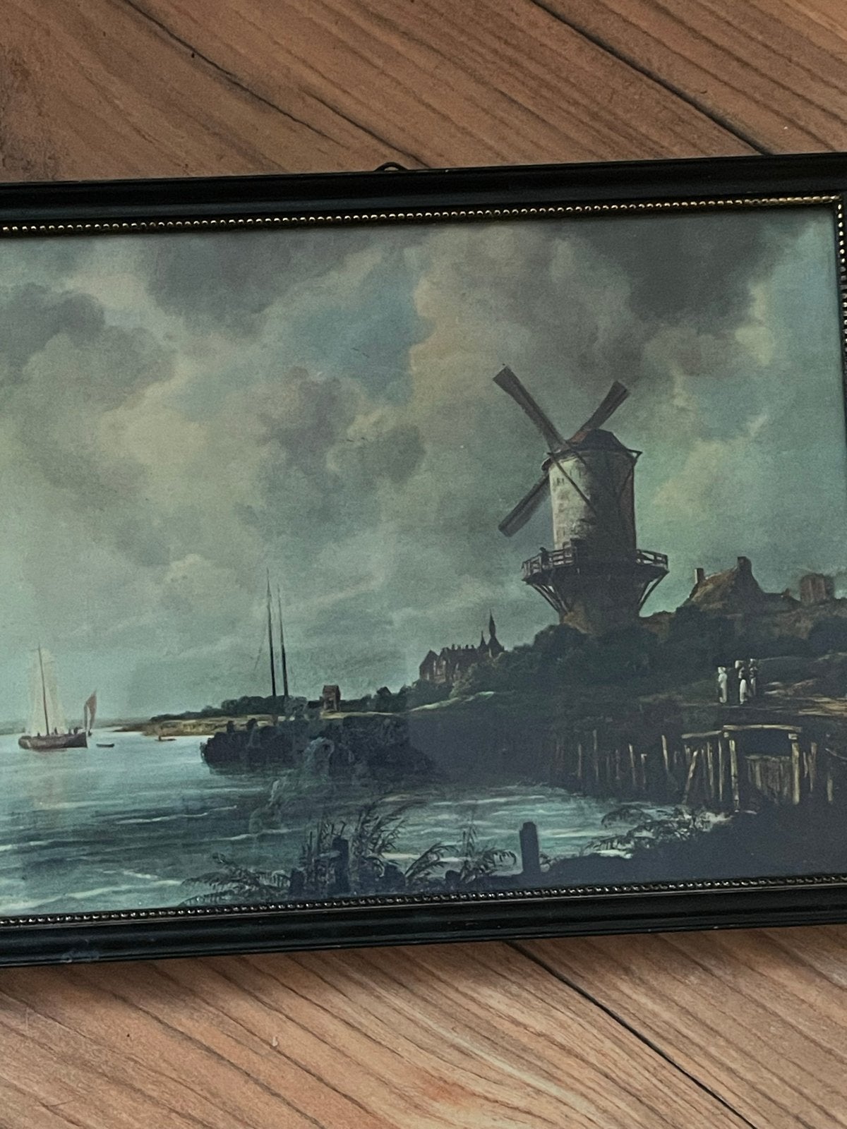 Oud schilderij van kunsthandel Groeneveld - Molen aan water, Maritiem / water, Doek, Ophalen of Verzenden, Olieverf