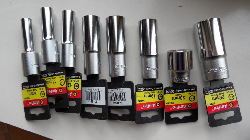 Ampro 9 11 12 18 23 25 lange dop 1/2 deep socket NIEUW, Ophalen of Verzenden, Nieuw