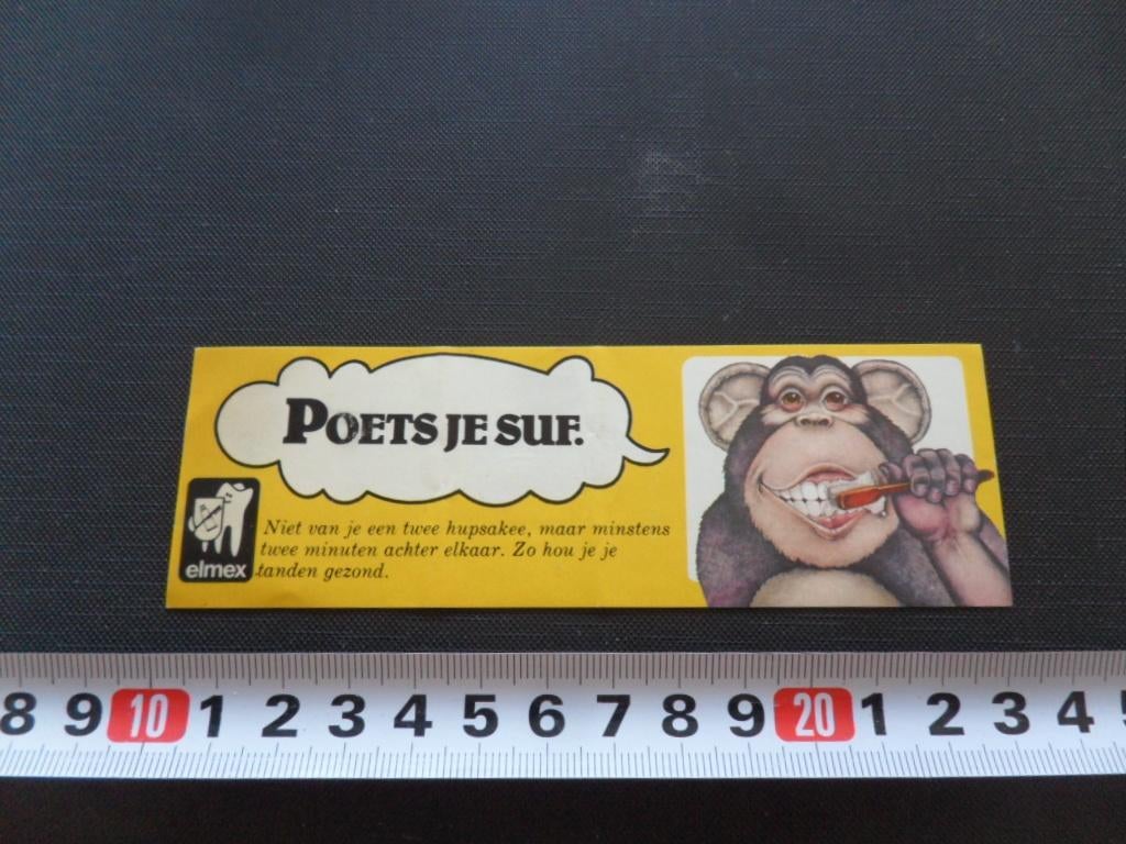 sticker elmex tandpasta strip aap poets je suf, Verzamelen, Ophalen, Zo goed als nieuw