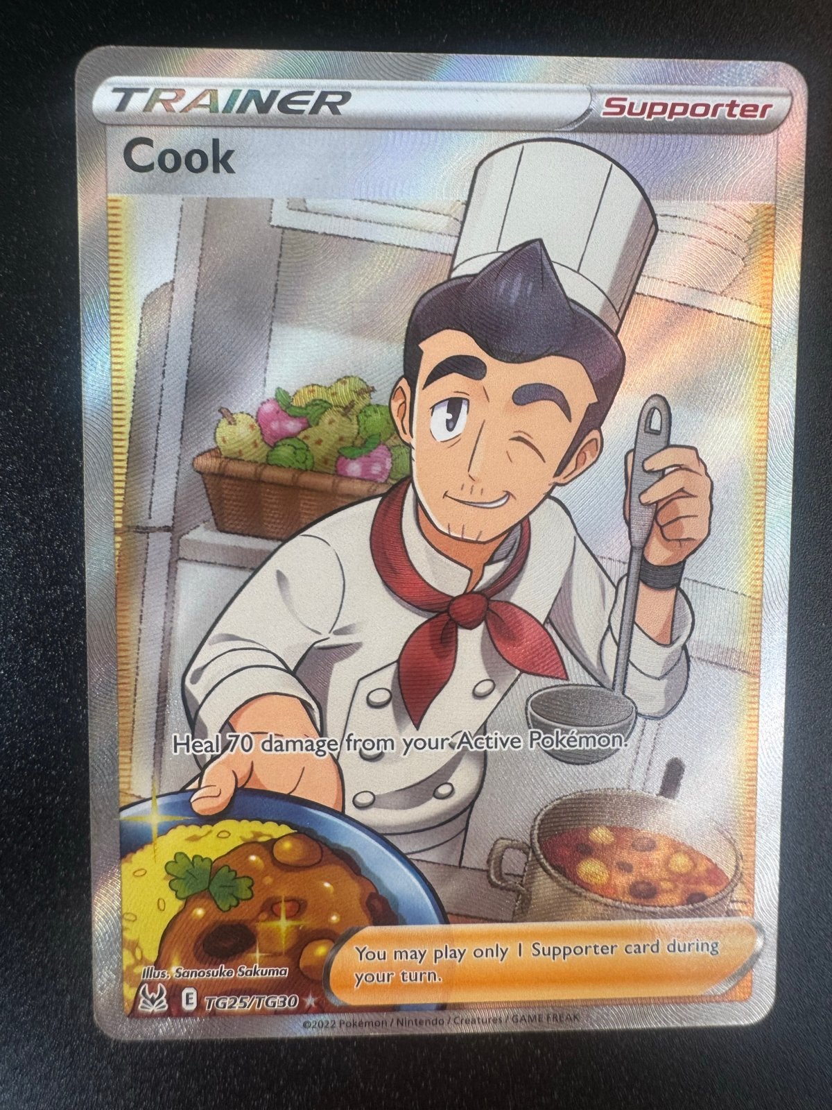 Pokémon TCG: Cook Supporter Trainer Kaart (TG25/TG30), Ophalen of Verzenden, Zo goed als nieuw, Losse kaart, Foil
