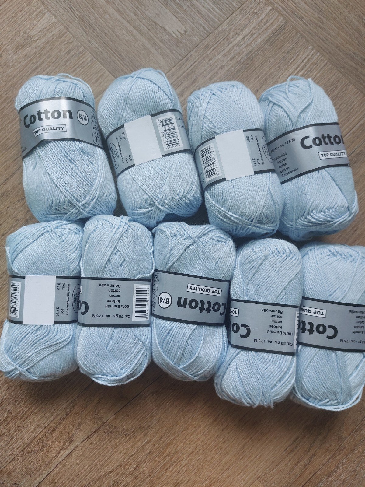 9 Nieuwe bollen Lammy Yarns haakkatoen - Lichtblauw, Hobby en Vrije tijd, Ophalen of Verzenden