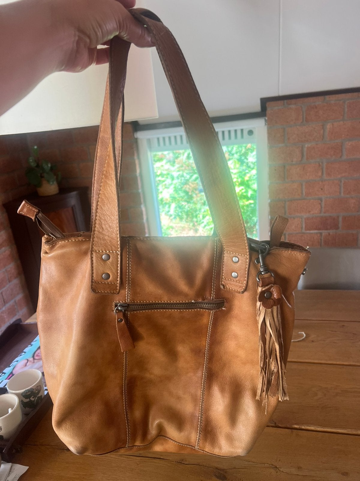 Schoudertas bag2bag cognac, Ophalen of Verzenden, Zo goed als nieuw, Bruin, Schoudertasje