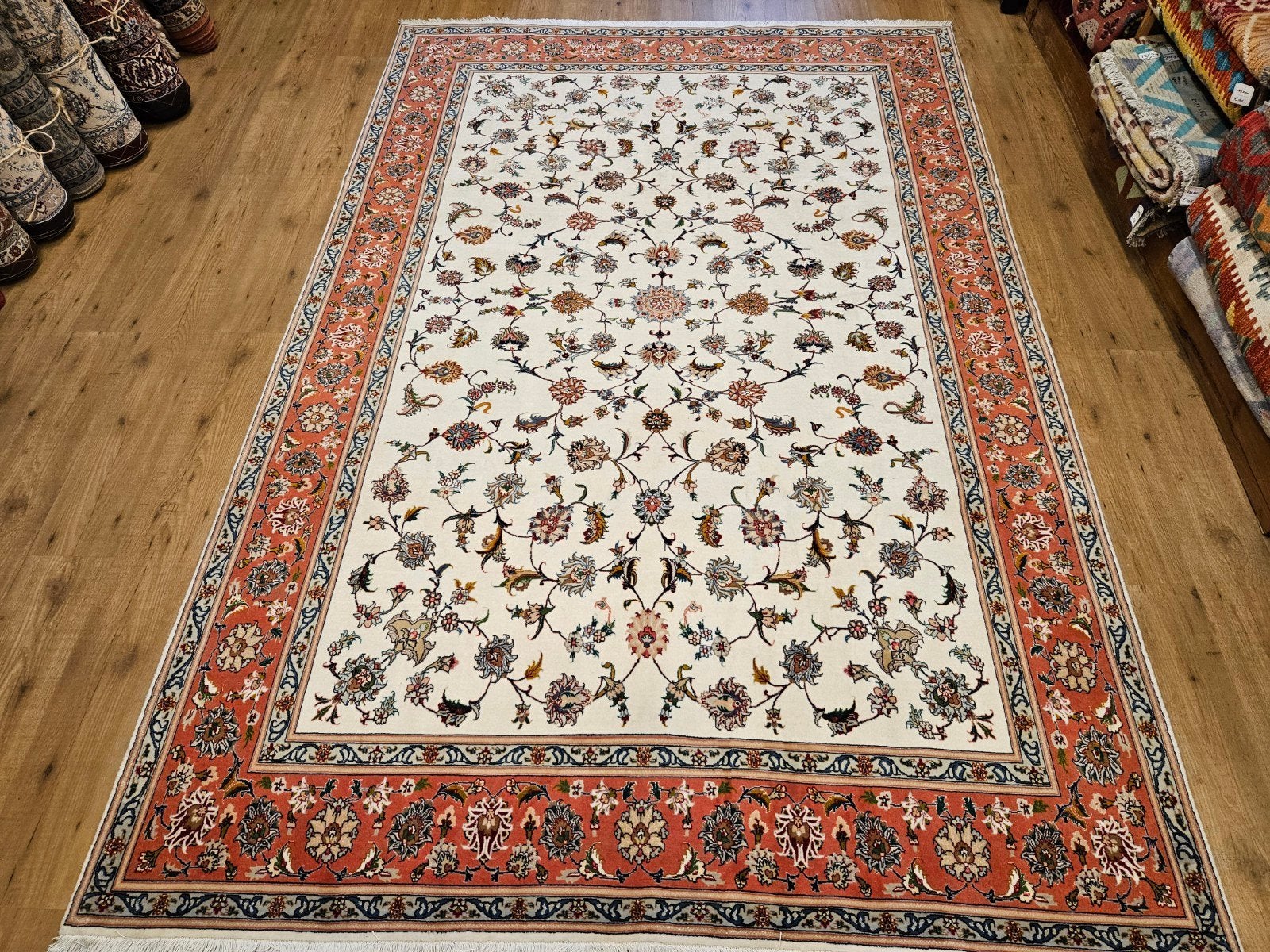 Handgeknoopt perzisch tapijt tabriz 50raj 305x202, Info@SlatsAntiek.nl, Perzisch, Vof Slats Antiek, Ophalen of Verzenden