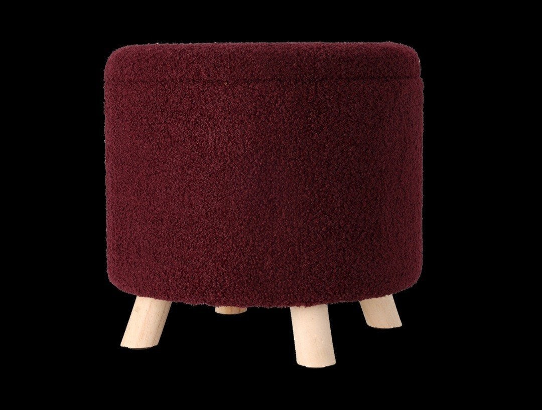 2x Trendy kruk met opbergruimte  wijnrood, Huis en Inrichting, Ophalen, Hout, Minder dan 50 cm, Rond
