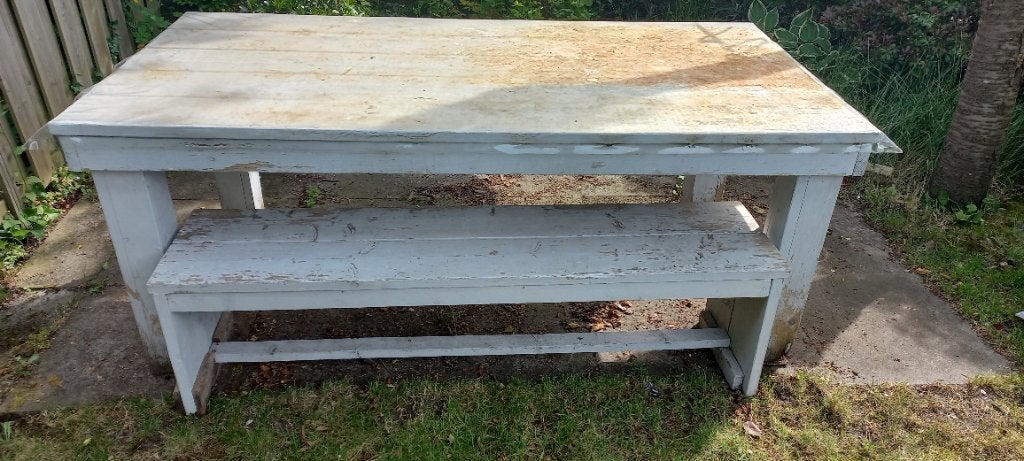 Gratis: tuintafel steigerhout, Ophalen, Gebruikt, Rechthoekig, Hout