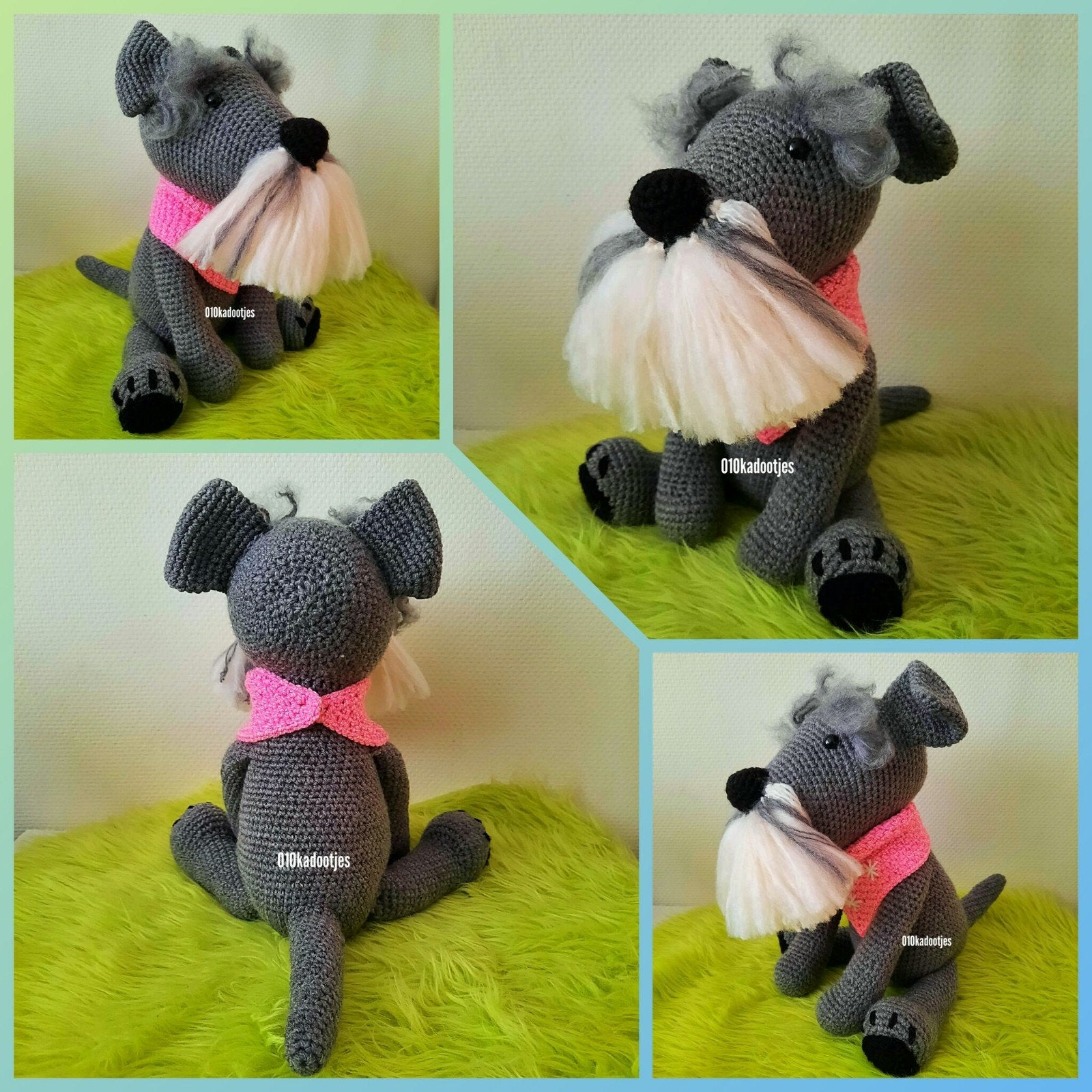 Nieuwe zelfgehaakte knuffel. Lieve hond. Schnauzer., Ophalen of Verzenden, Nieuw, Hond