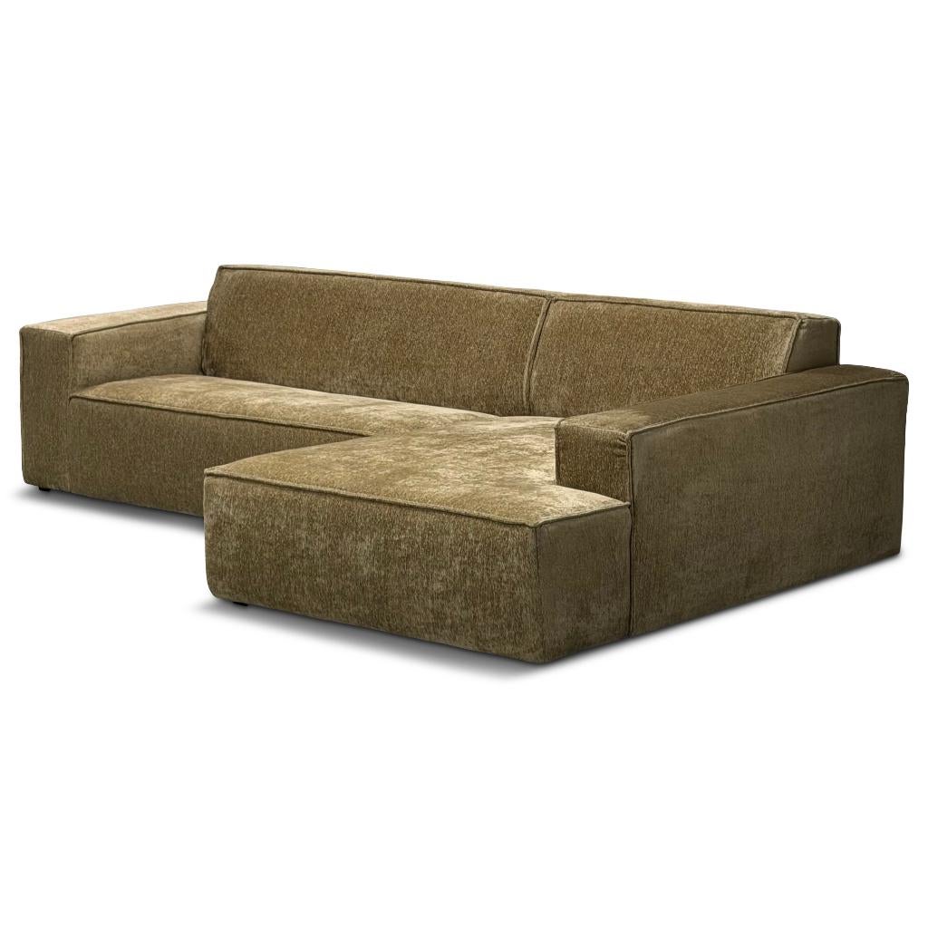 Lounge bank met chaise Troy in loris stof, Hoekbank, Ophalen of Verzenden, Vierpersoons of meer, 300 cm of meer