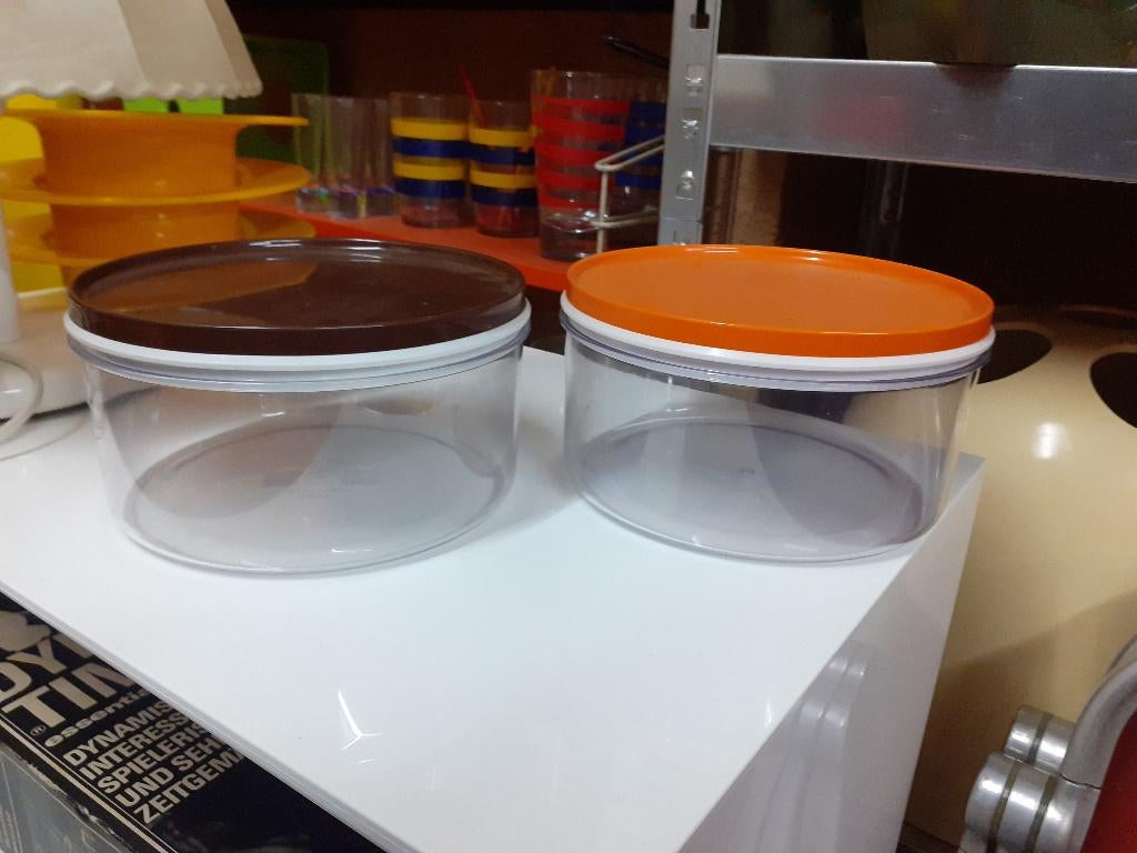 mepal design opberg trommel pot jaren 70 retro oranje bruin, Overige materialen, Gebruikt, Overige typen, ?