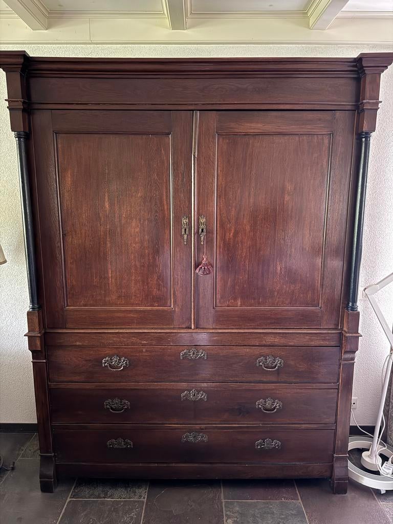 Antieke eikenhouten Empire stijl kast, Zuid Nederland ca. 18, Antiek en Kunst, Antiek | Meubels | Kasten, Ophalen