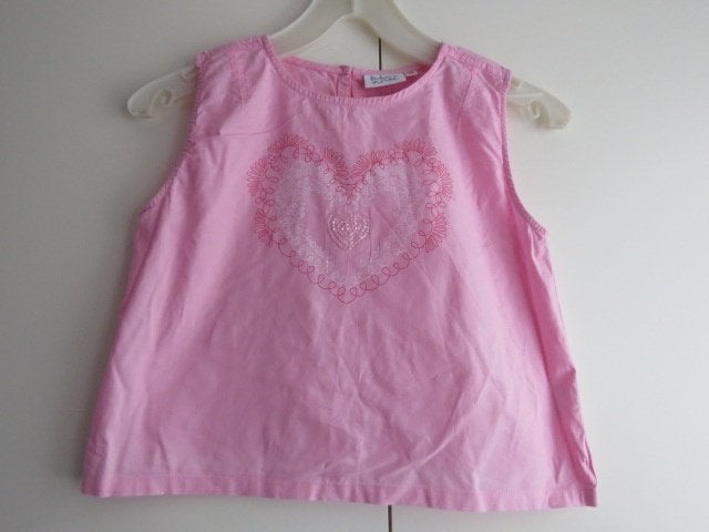 Vintage wijd topje roze met hartjes Barbara Farber mt 140, Meisje, Ophalen of Verzenden, Zo goed als nieuw, Shirt of Longsleeve