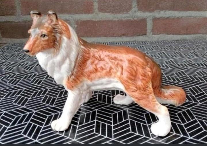 Porseleinen Schotse Collie 11cm h x 15cm L vintage, Ophalen, Zo goed als nieuw, Beeldje of Figuurtje