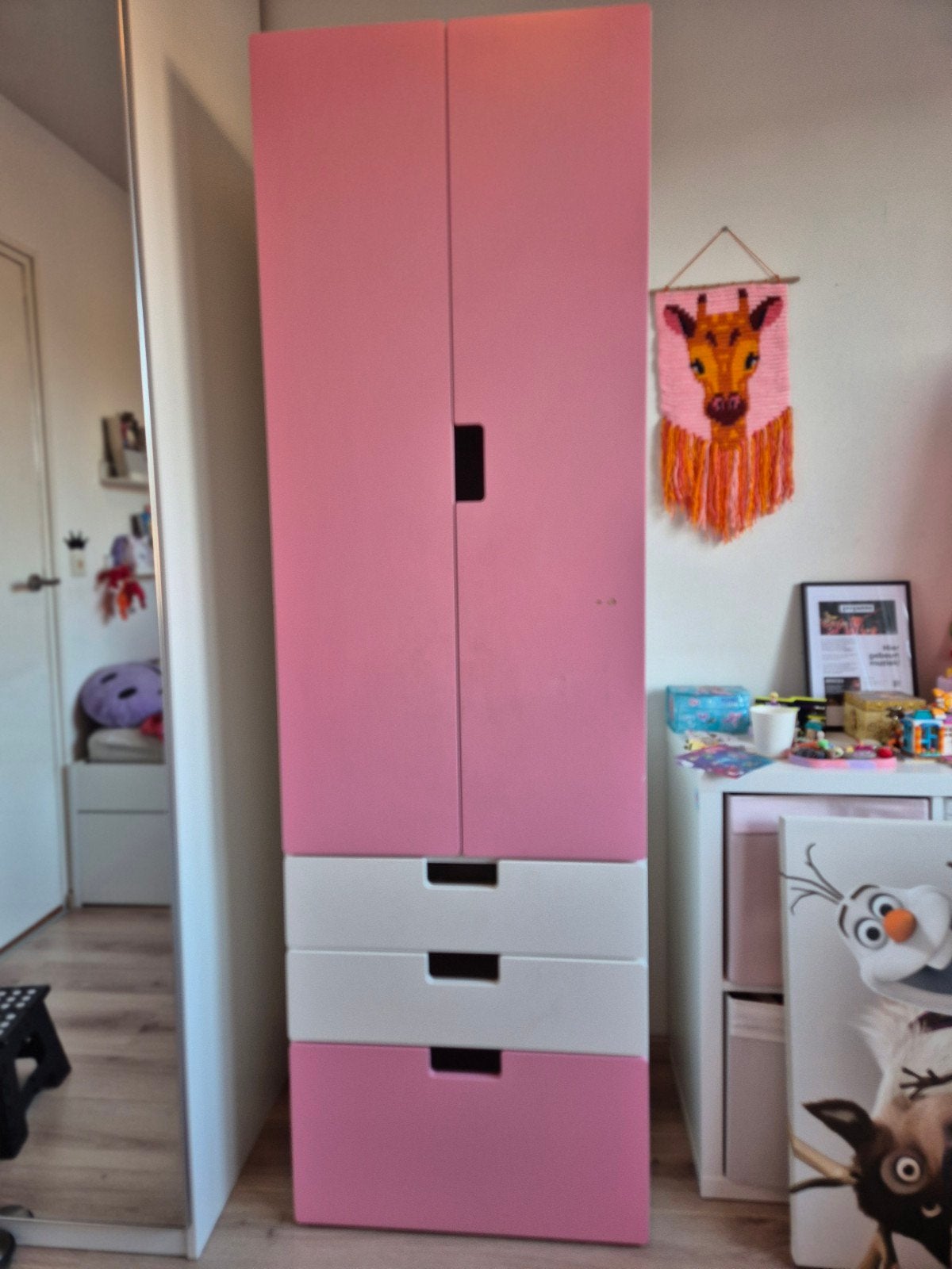 Kledingkast Småstad Ikea roze wit met lades, Ophalen, Gebruikt, 50 tot 70 cm, 105 cm of meer