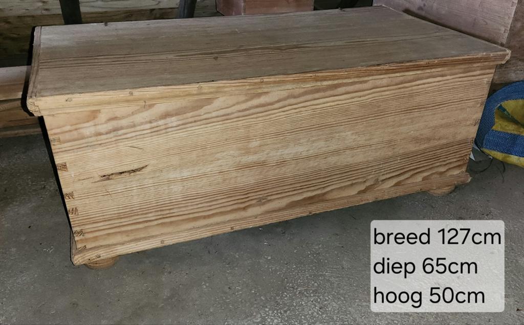Antieke  Houten deken  Kist -, Huis en Inrichting, Ophalen, Gebruikt, 50 tot 100 cm, 50 tot 75 cm