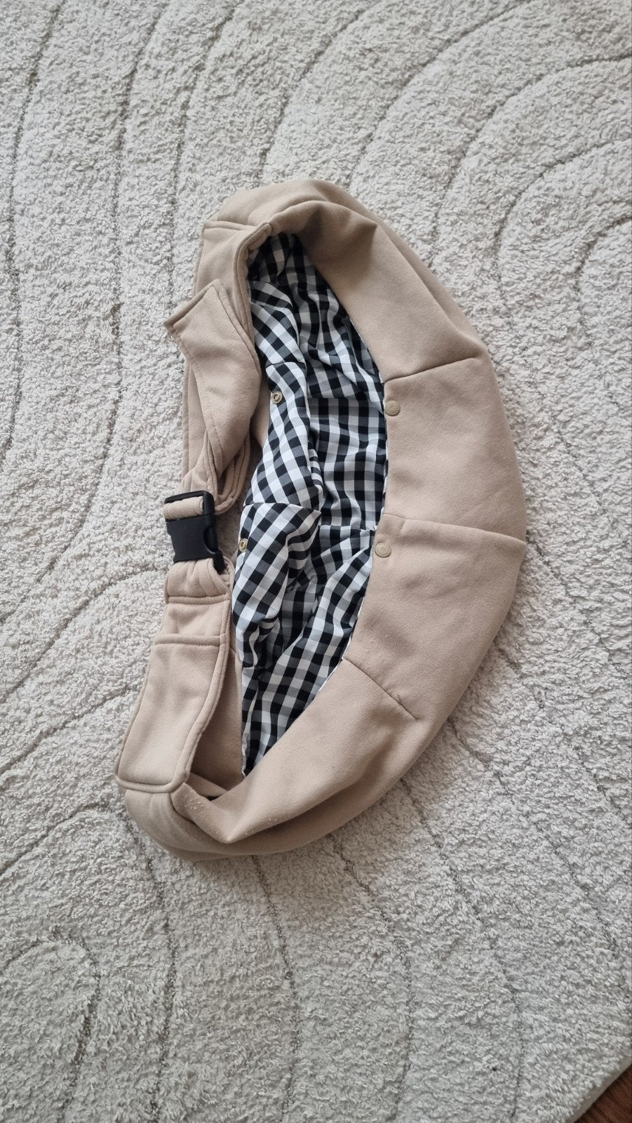 Comfortabele Draagzak - Beige met Geruite Voering, Ophalen of Verzenden, Gebruikt