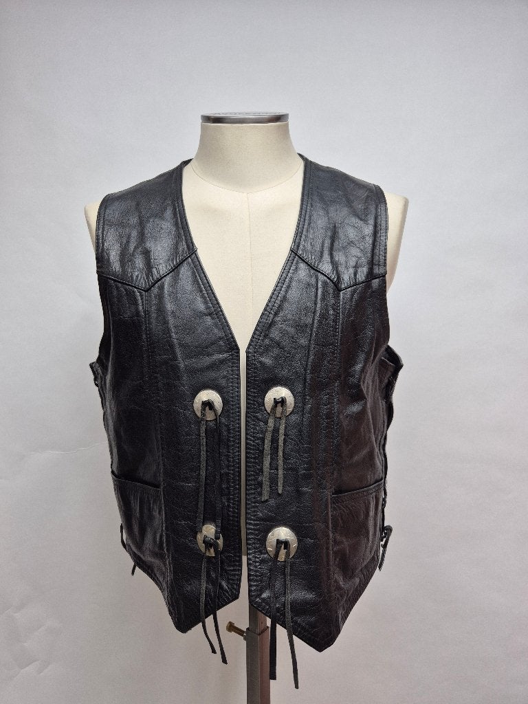 Leren Bikers vest, maat large, Ophalen of Verzenden, Tweedehands, Dames, Overige typen