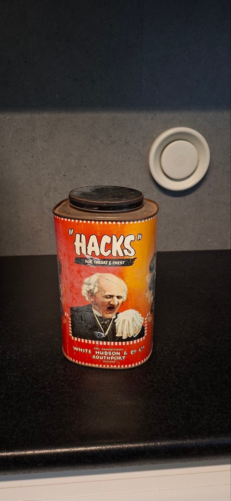 verzamelblik heel oud vintage retro Hacks keelsnoepjes blik, Ophalen of Verzenden, Gebruikt, Overige