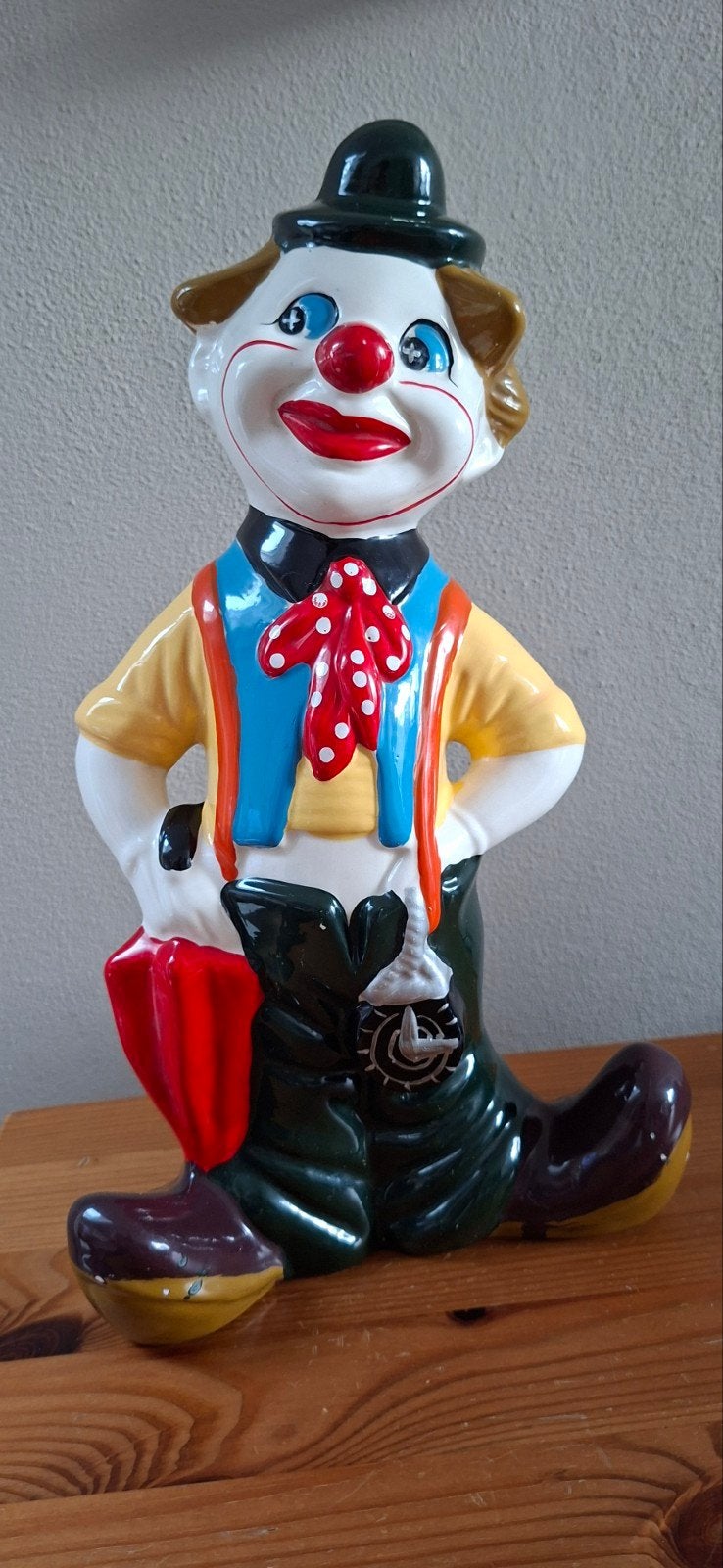Keramiek handbeschilderde spaarpot clown - 32 cm, Verzamelen, Spaarpotten, Ophalen of Verzenden, Zo goed als nieuw, Steen, Aardewerk of Keramiek